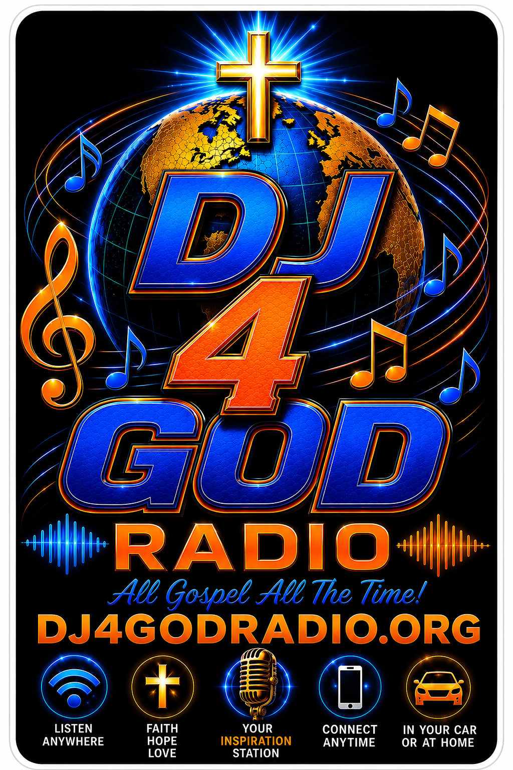 DJ For God Radio Customer Window or Helmet Decal economy non-reflective decal