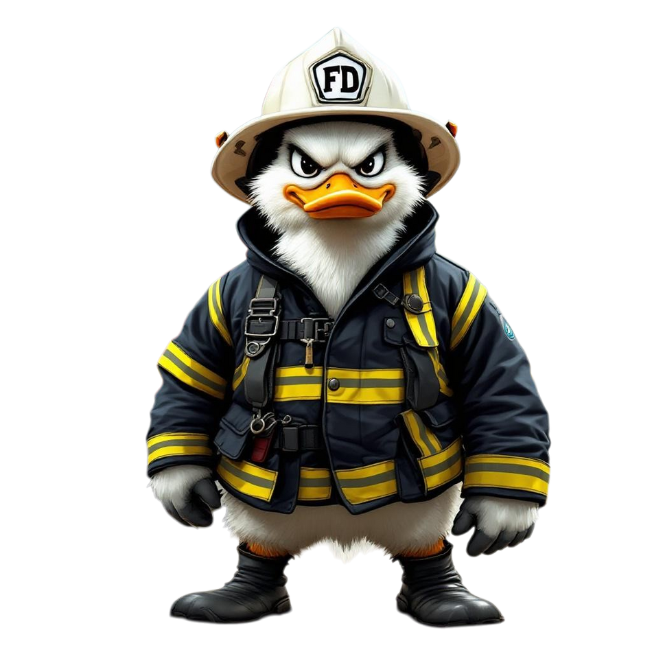 Firefighter Duck in Fire Gear Firefighter AI Generated Decal