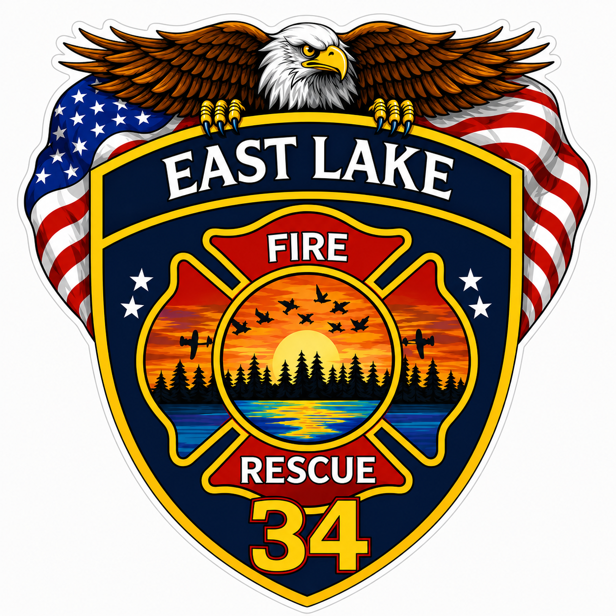 East Lake Fire Rescue Customer Window or Helmet Decal economy non-reflective decal