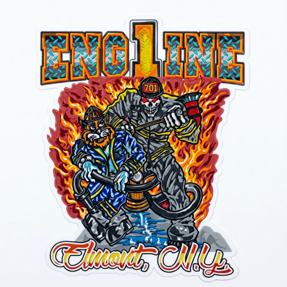 Elmont New York Engine 1 Monster Window/Helmet Decal or MAGNET