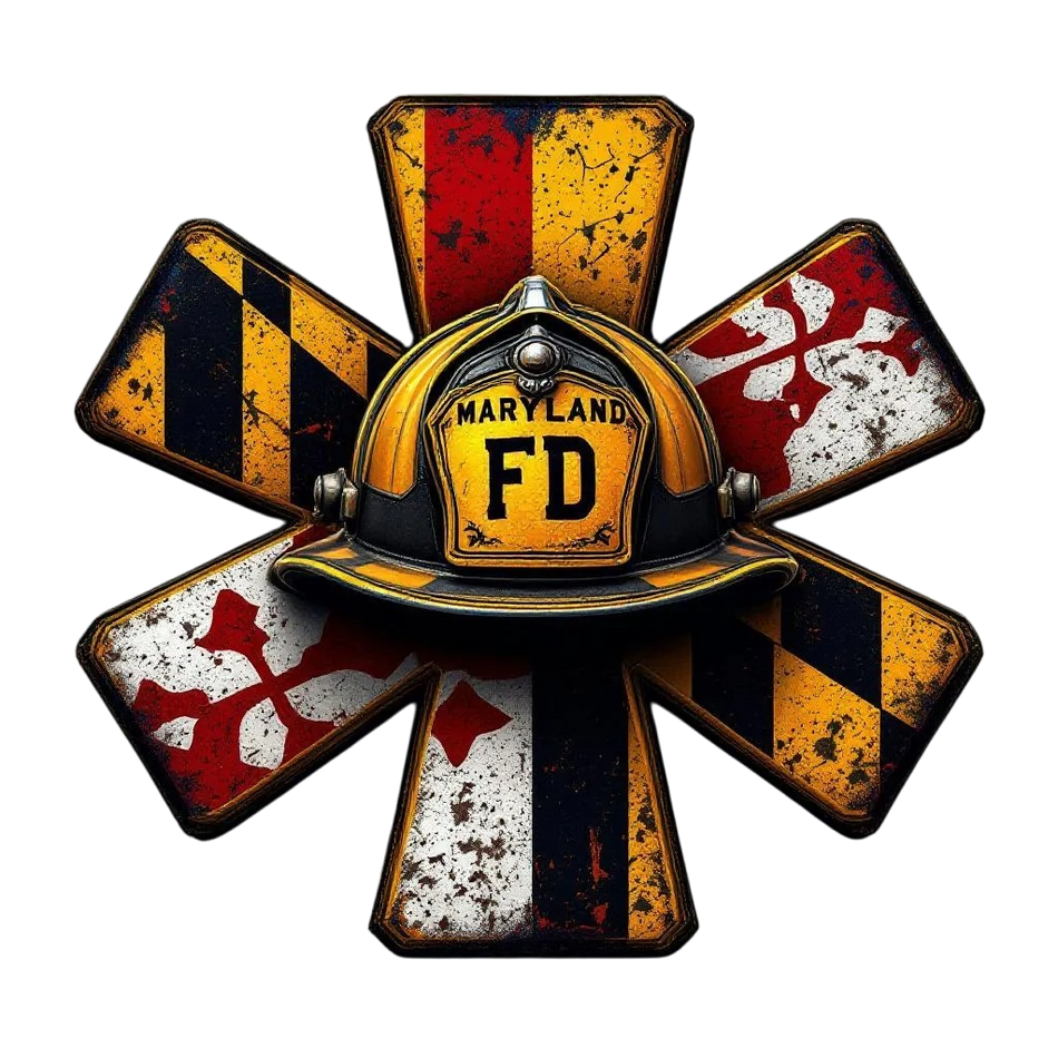 Maryland EMS Star FD Fire Helmet AI Generated Decal