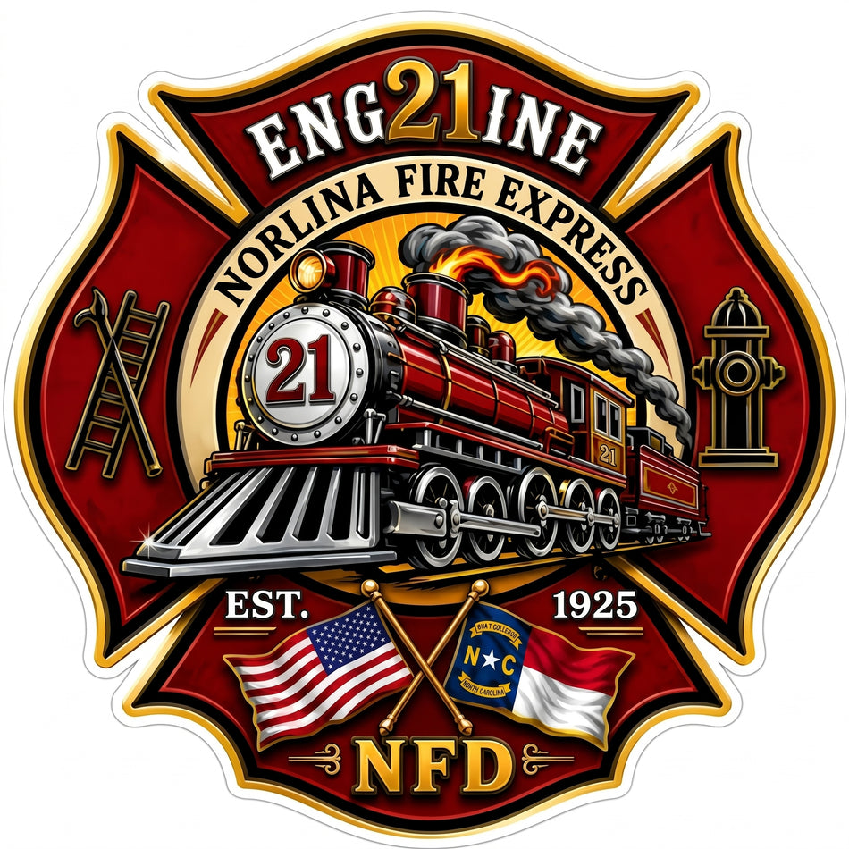 Engine 21 Norlina Fire Dept. Window/Helmet Decal or MAGNET (sqd.1)