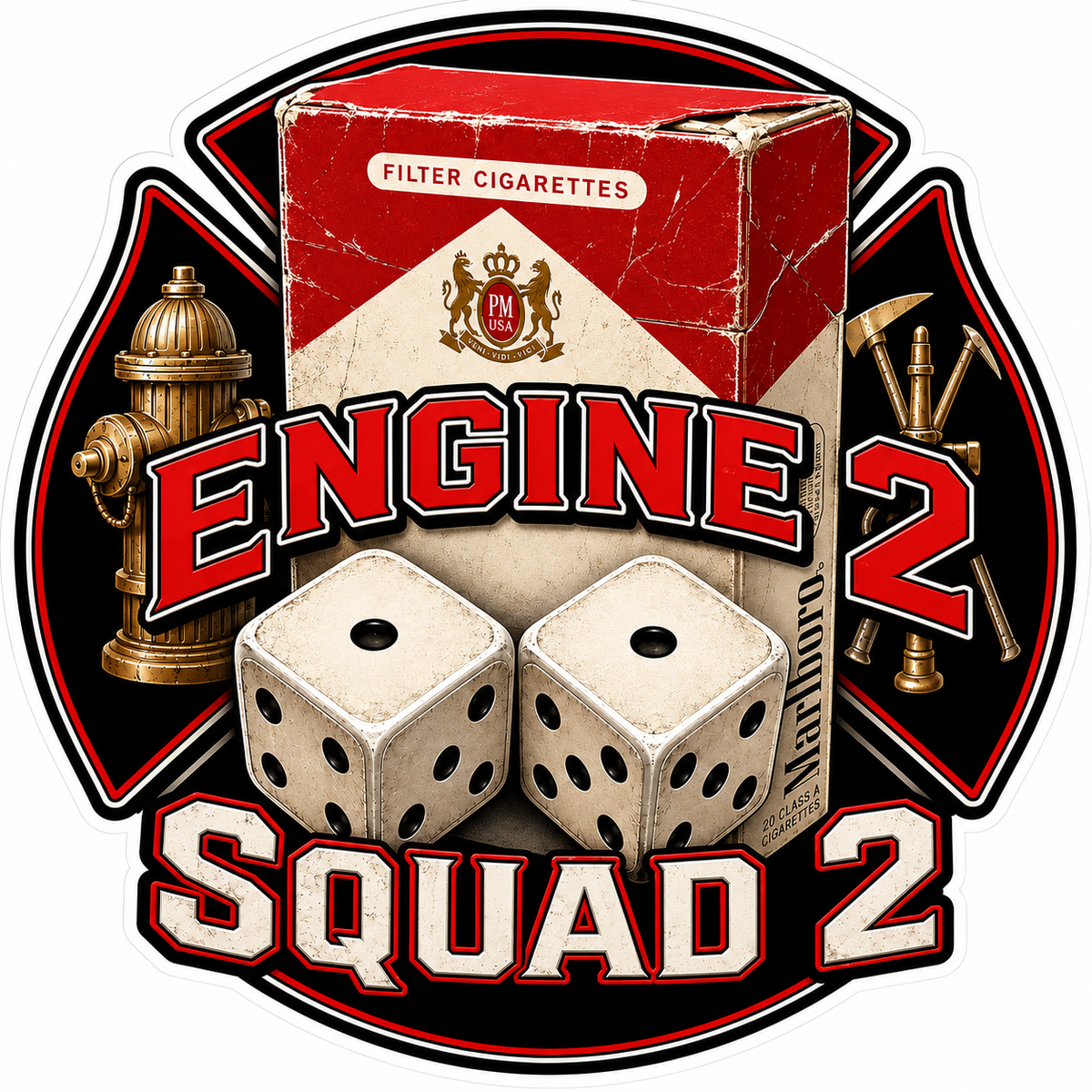 Engine 2 Squad 2 Custom Window or Helmet Decal economy non-reflective decal