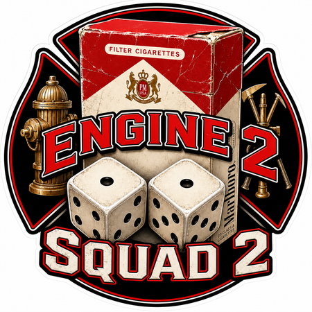 Engine 2 Squad 2 Custom Window or Helmet Decal economy non-reflective decal