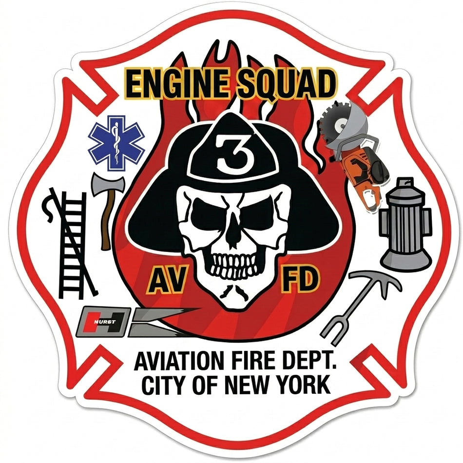 Engine Squad 3 New York Window/Helmet Decal or MAGNET (sqd.1)