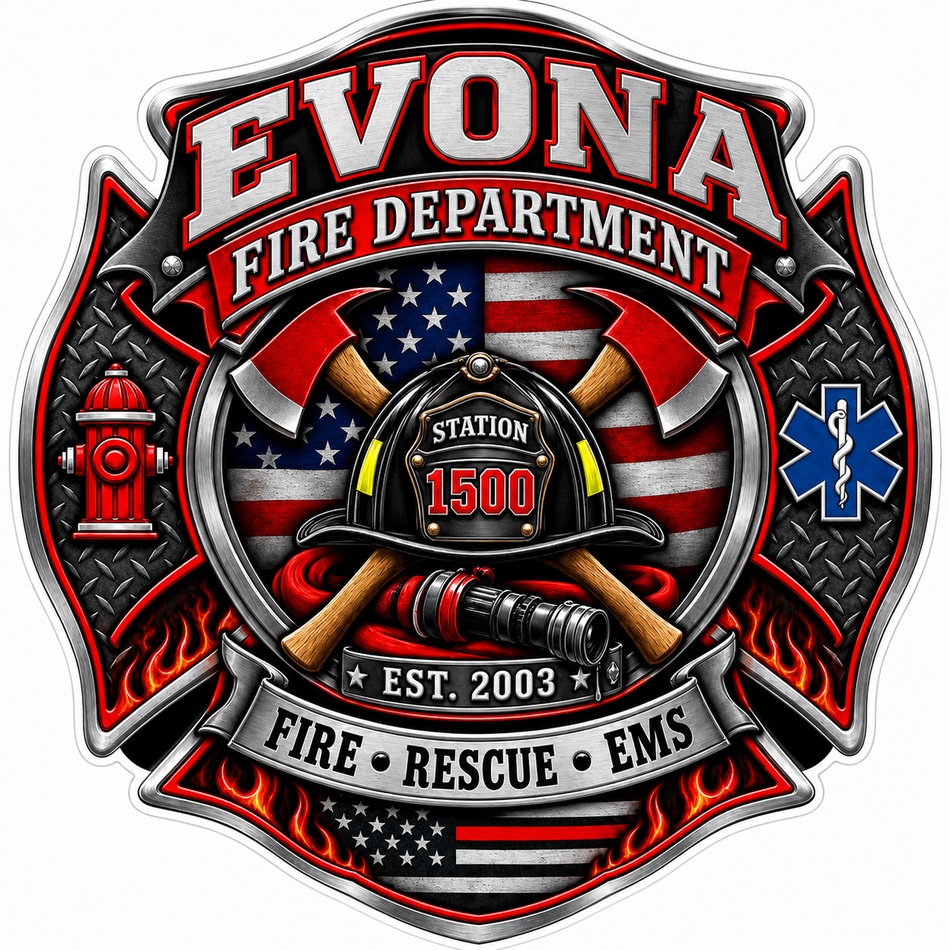 EVONA Fire Department Customer Decal – Economy Bulk Decals sqd.1