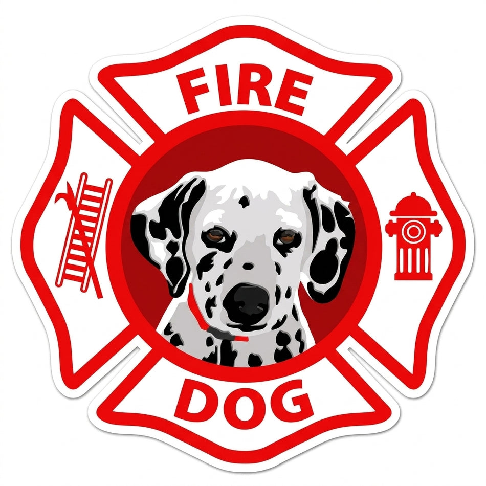 Fire Dog Maltese Cross Window/Helmet Decal or MAGNET