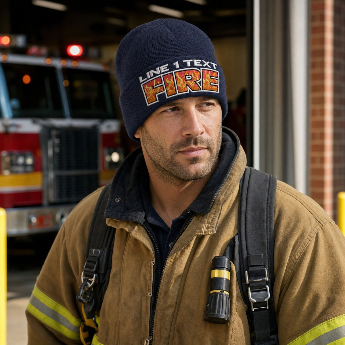 Winter Hat - Fire FLAME Style Embroidered Winter Hat male fire department product image