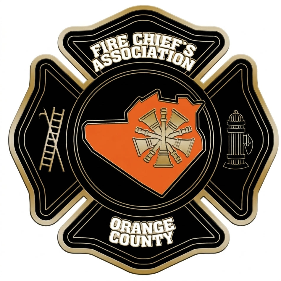 Orange County Fire Chief's Assoc. Black Window/Helmet Decal or MAGNET
