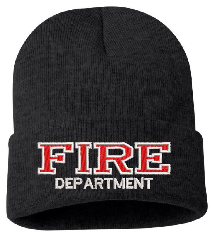 Fire Department Cuff Style Winter hat with FIRE Department Embroidered on the Front