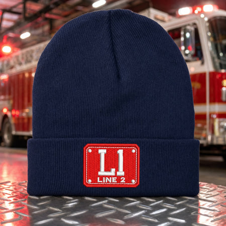 Firefighter Winter Hat - Badge Style Embroidered Winter Cuff or Beanie Hat main fire department product image