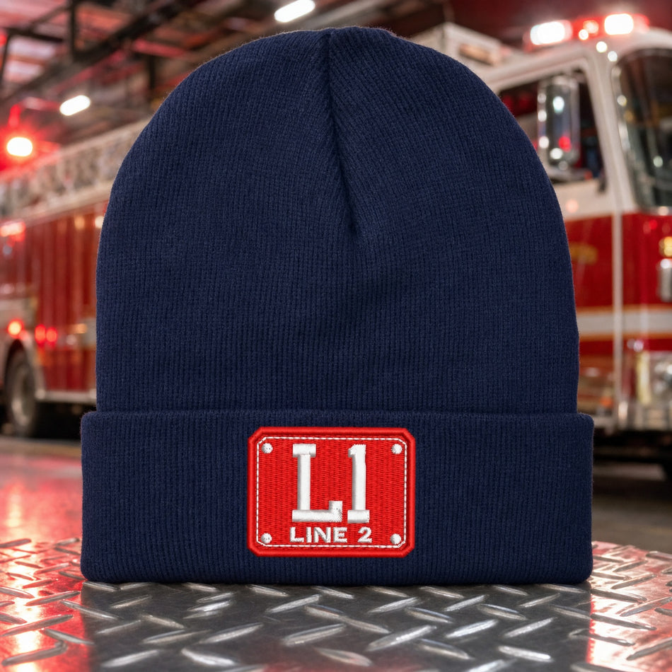 Firefighter Winter Hat - Badge Style Embroidered Winter Cuff or Beanie Hat main fire department product image