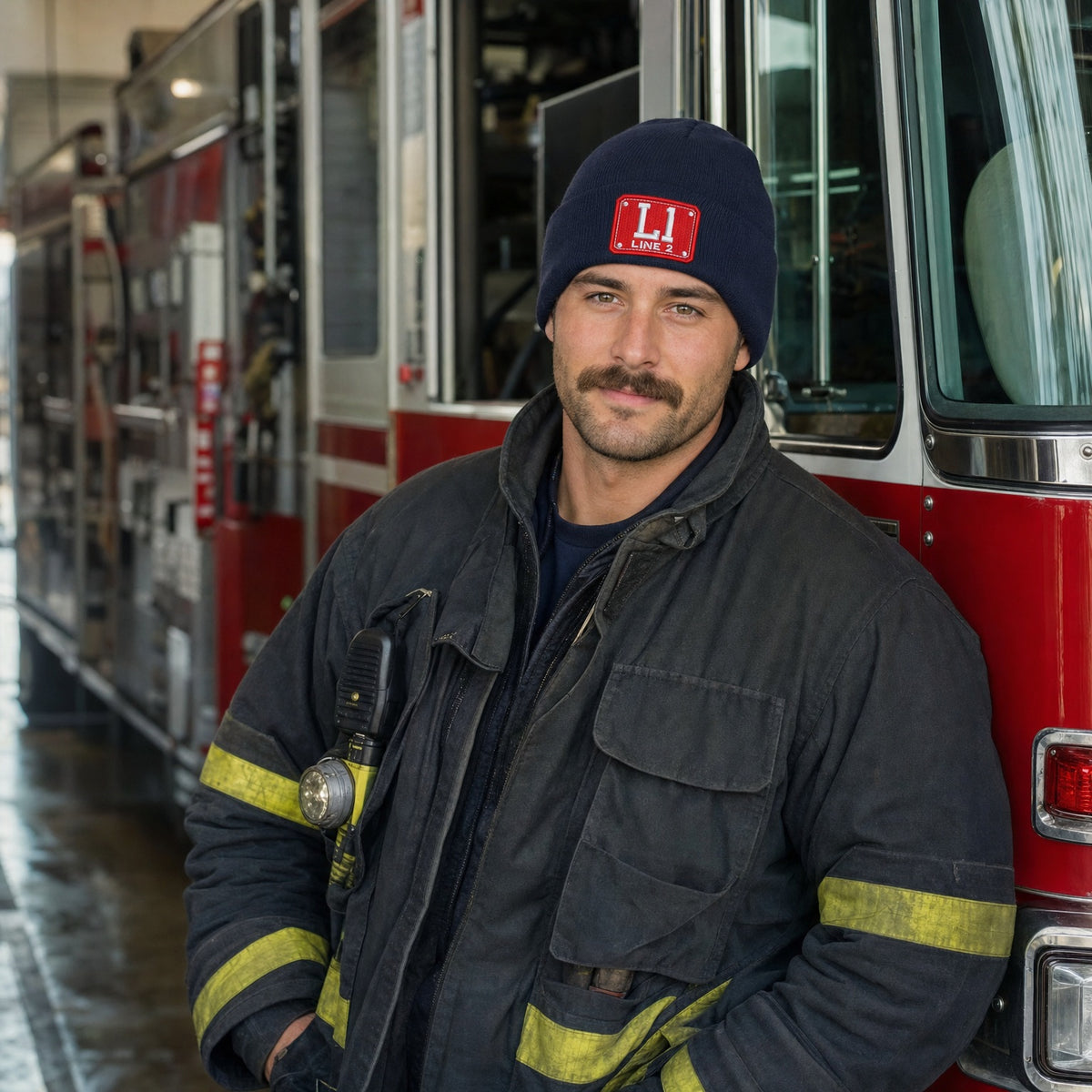 Firefighter Winter Hat - Badge Style Embroidered Winter Cuff or Beanie Hat male fire department product image