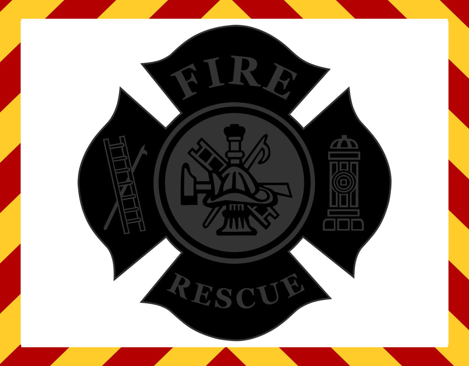 Window Decal - Fire Rescue Maltese Blacklite Reflective Decal