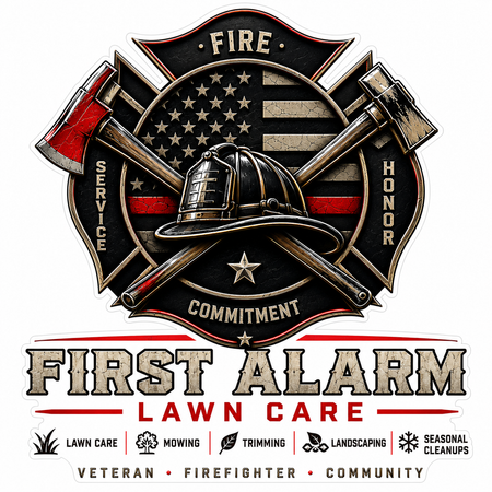 First Alarm Lawn Care Customer Window or Helmet Decal economy non-reflective decal
