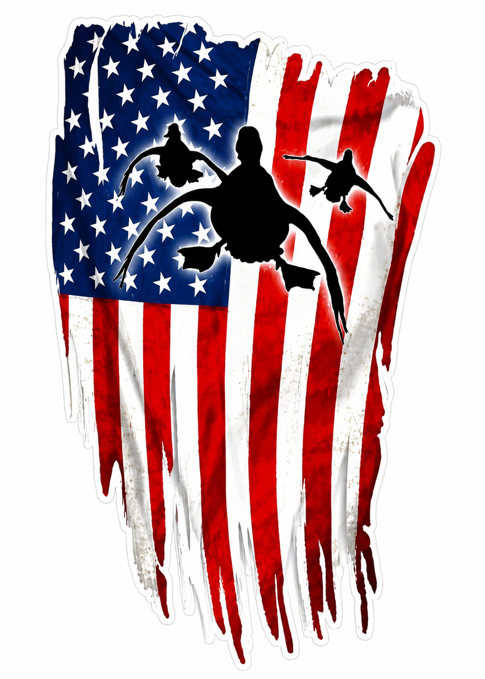 USA Wavy flag with ducks Customer Decal – Economy Bulk Decals sqd.1