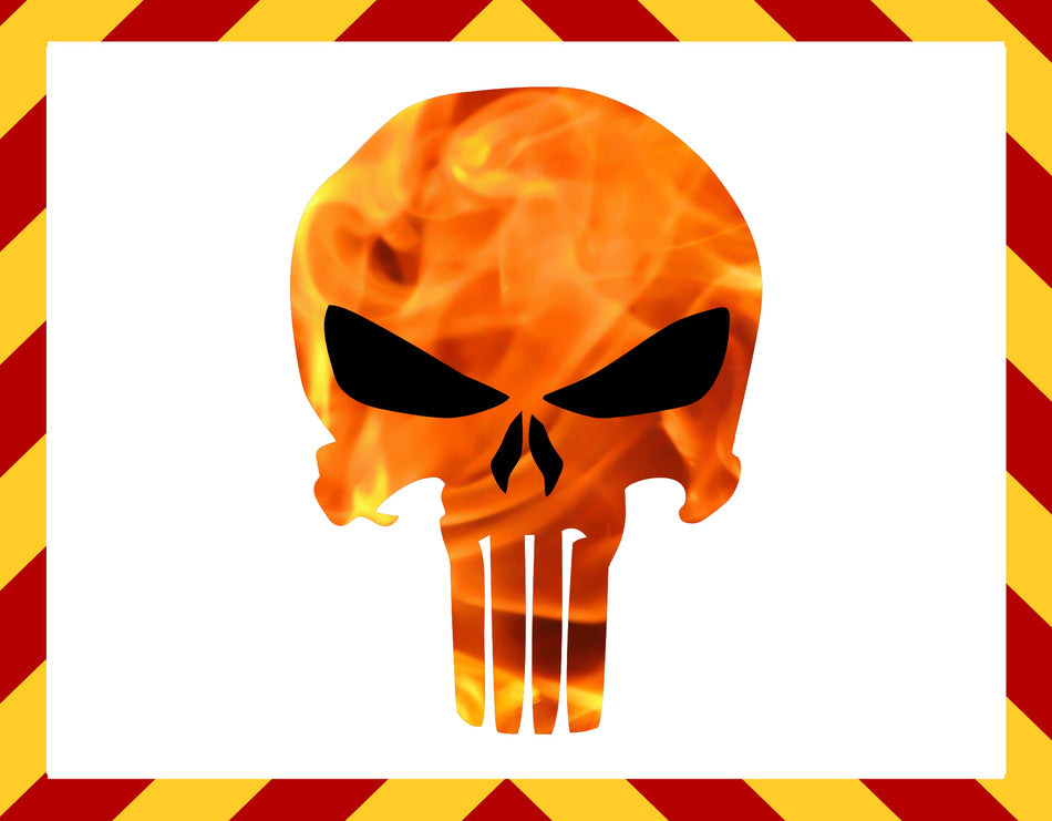 Window Decal - Fire Flame Skull Design