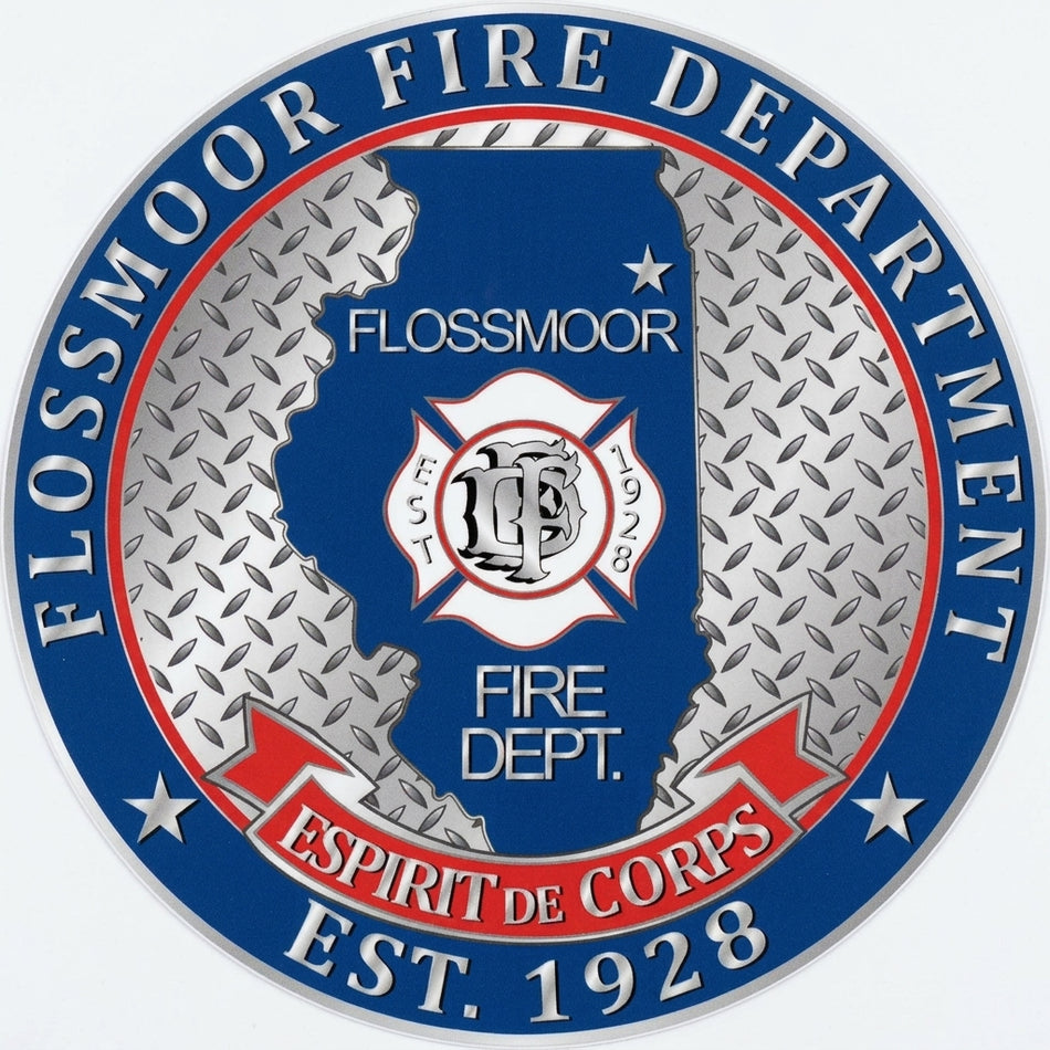 Flossmoore Fire Silver Window or Helmet Decal (sqd.1)