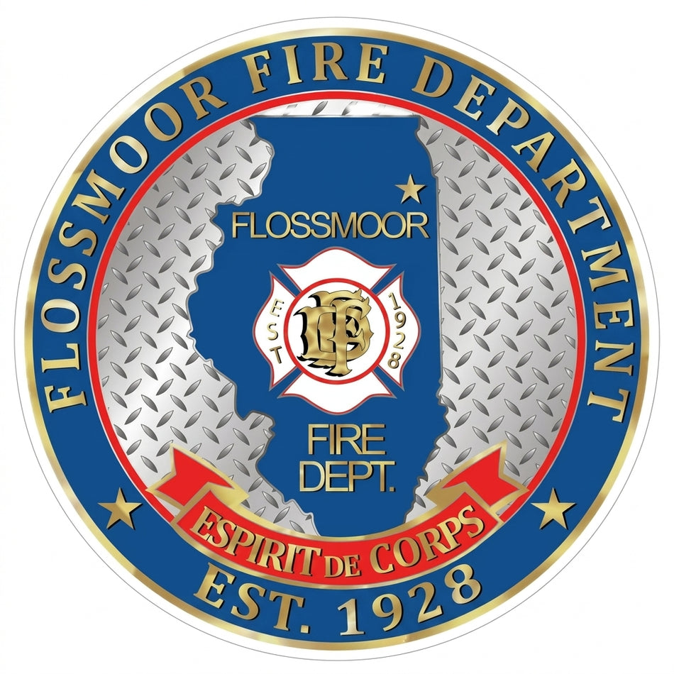 Flossmoore Fire Gold Window or Helmet Decal (sqd.1)