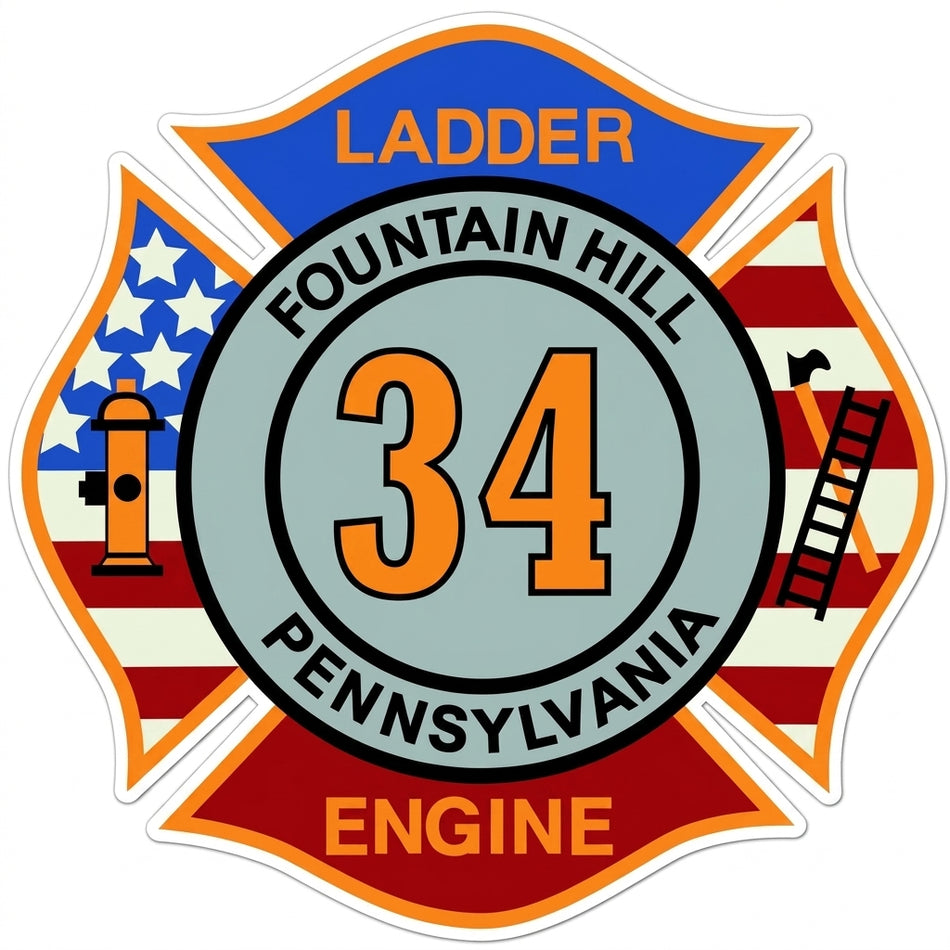Fountain Hill Ladder Engine Window/Hardhat Decal (sqd.1)