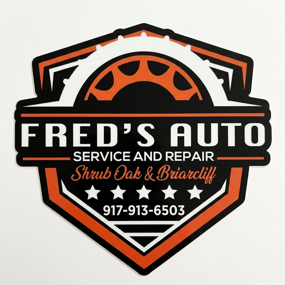 Fred's Auto Service and Repair Window/Helmet Decal or MAGNET (sqd.1)