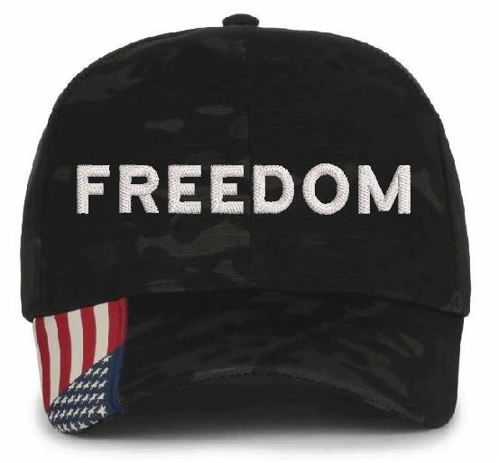 Freedom Charlie Kirk Embroidered Adjustable Hat with USA Flag Brim and FREE DECAL
