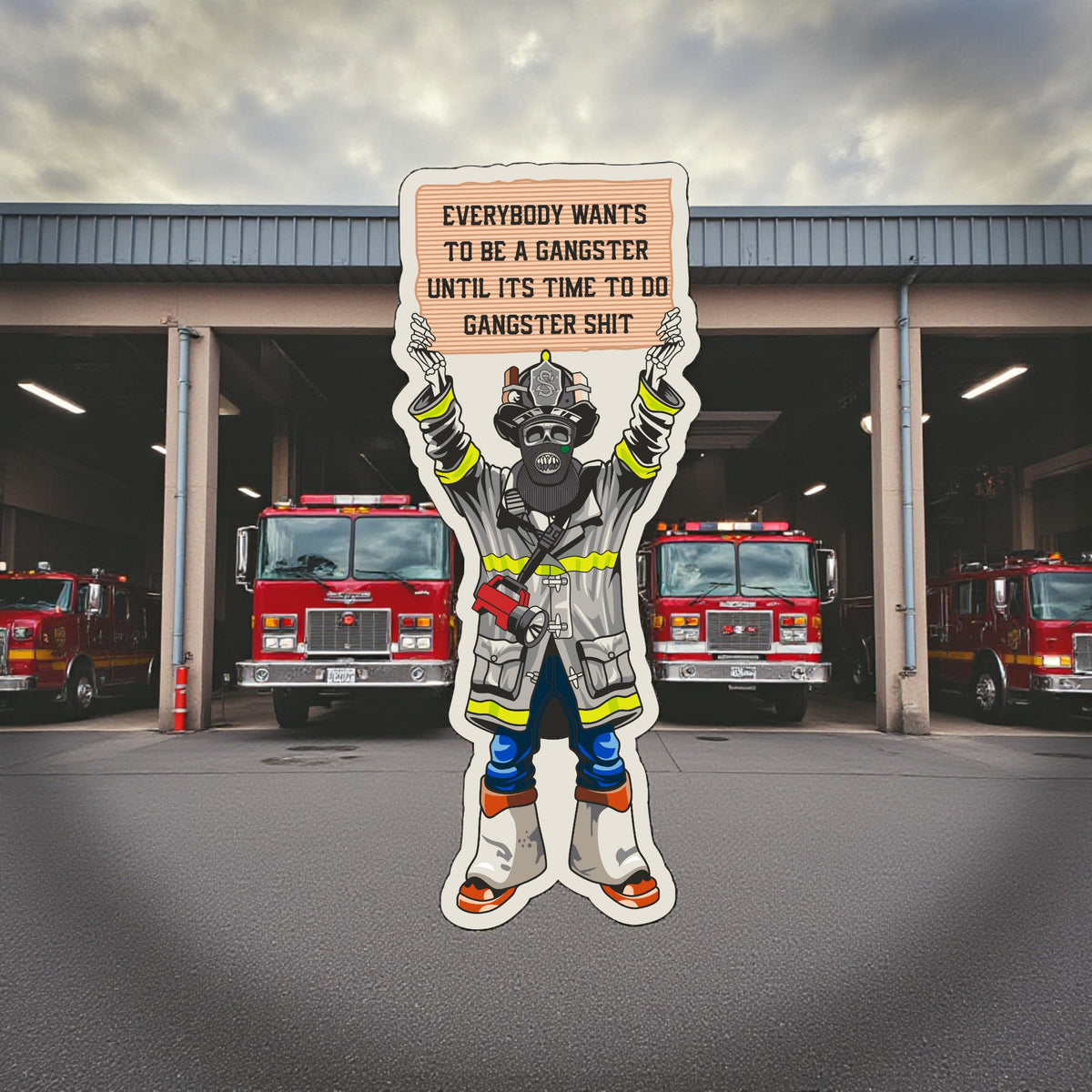Fire Fighter Qr Code Sticker Firefighter Decal Sticker REFLECTIVE Firefighter Gangster Sh*t Fire De ...