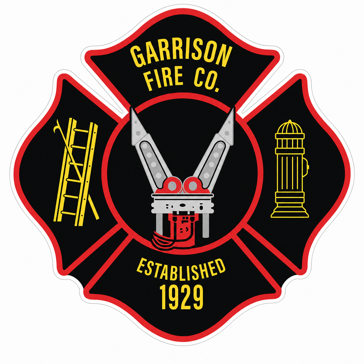 Garrison Fire Company Maltese Window or Helmet Decal economy non-reflective decal