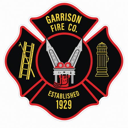 Garrison Fire Company Maltese Window or Helmet Decal economy non-reflective decal