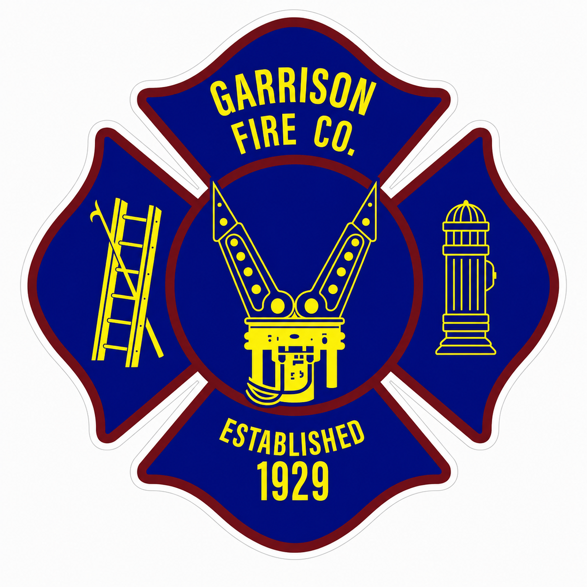 Garrison Fire Company Blue Maltese Window or Helmet Decal economy non-reflective decal