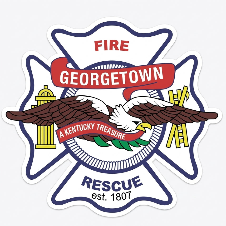 Georgetown Fire Maltese Cross Customer Decal or Magnet