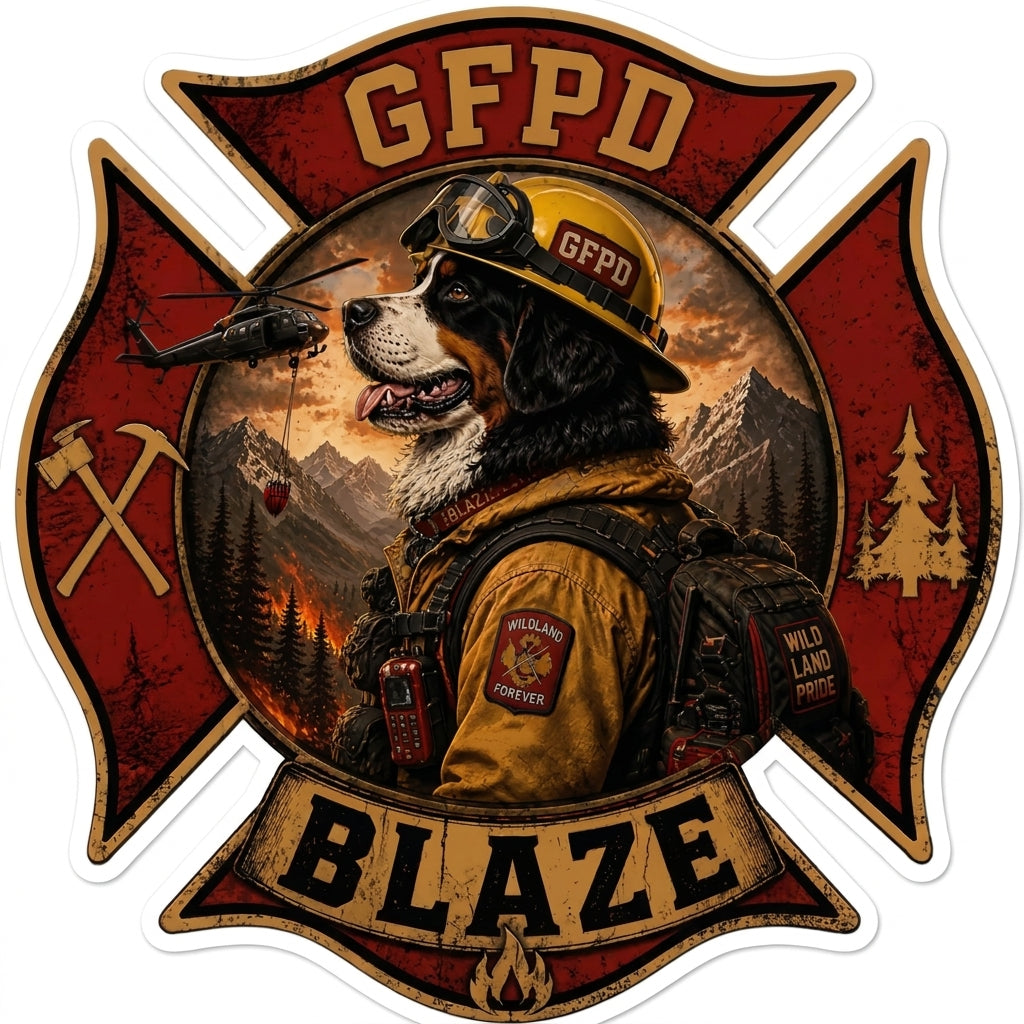 GFPD Blaze Maltese Cross Customer Decal or Magnet economy non-reflective decal