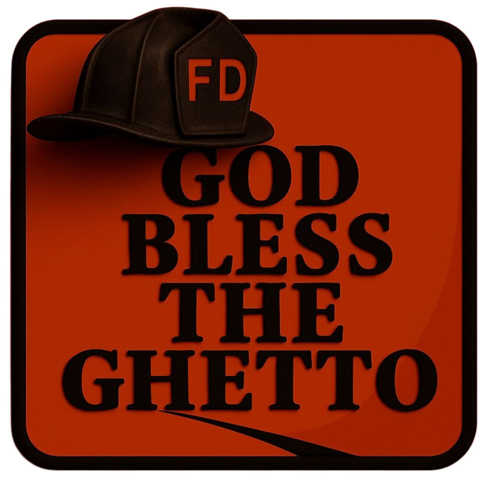 Firefighter Decal Sticker REFLECTIVE Bless the Ghetto Square Version 2 Fire Deparment Graphic