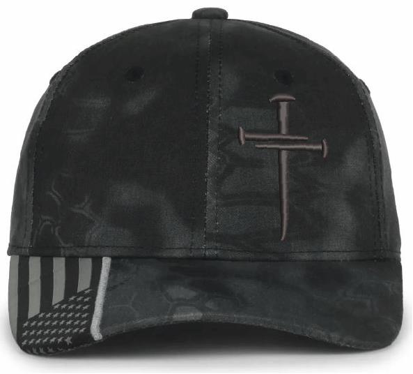 Christian Cross DARK GRAY Sacred Nails Typhoon Adjustable hat with FREE CHALLENGE COIN