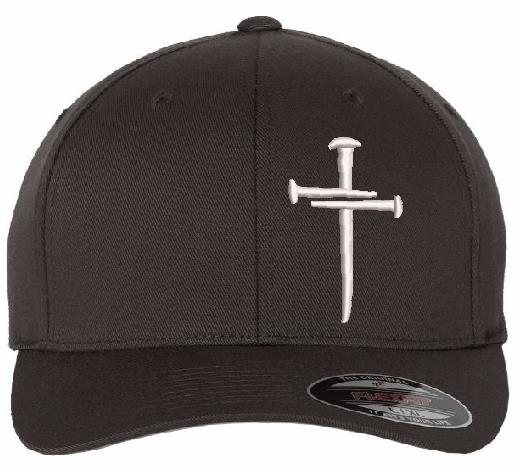 Christian Hats for Men Women Jesus 3 Nail Cross Hat Premium GRAY FLEX FIT HAT with a Free 4" Decal Machine Washable Versatile Style