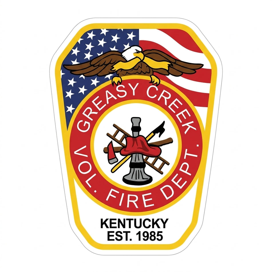 Greasy Creek Fire Dept Window/Helmet Decal or MAGNET (sqd.1)