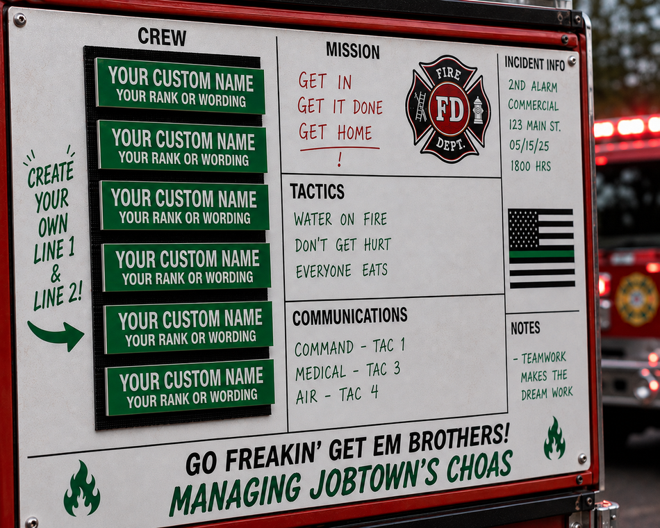 Green w/ White Engraved Accountability Tags (6 Tags)