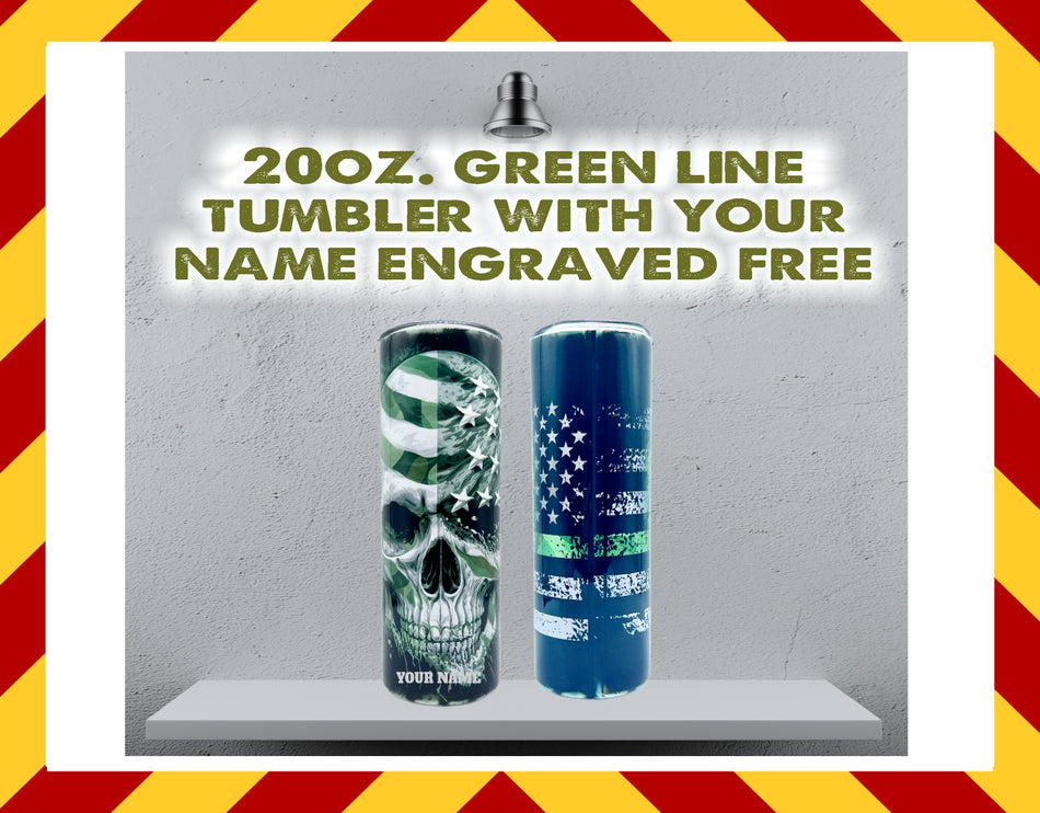 Thin Green Line Skull Sublimated 20oz. Tumbler
