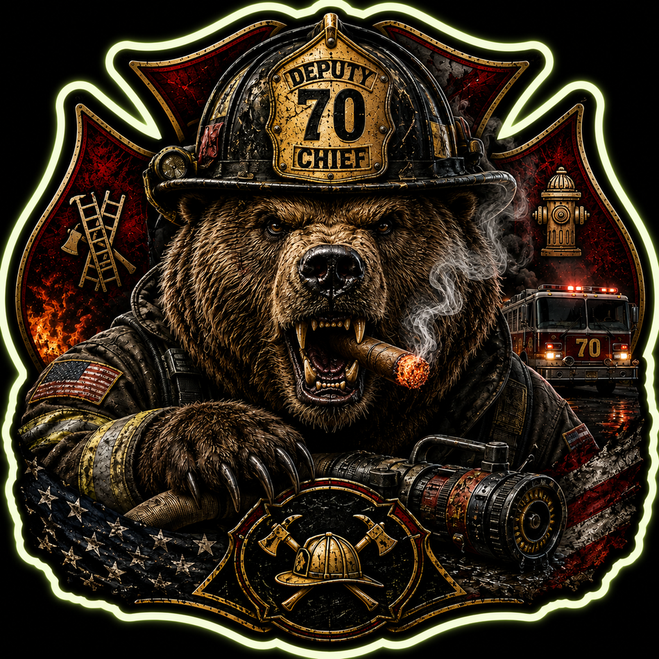 Deputy Chief 70 Grizzly Bear Customer Window or Helmet Decal (sqd.1)