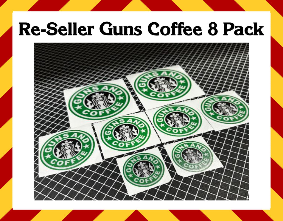 Wholesale Reseller Guns Coffee 8 Pack of Decals