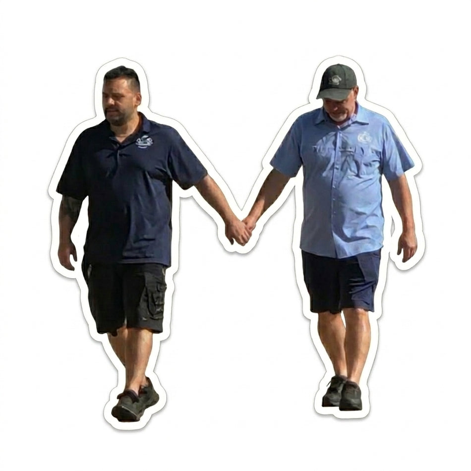 Just friends holding hands Window/Helmet Decal or MAGNET (sqd.1)