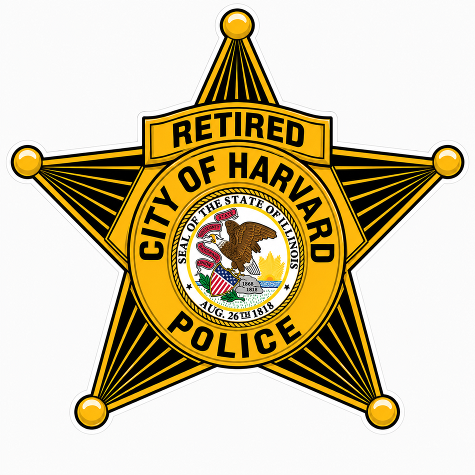 Retired City of Harvard Police Customer Window or Helmet Decal (sqd.1)