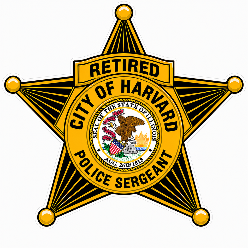 Retired City of Harvard Police Customer Window or Helmet Decal (sqd.1)