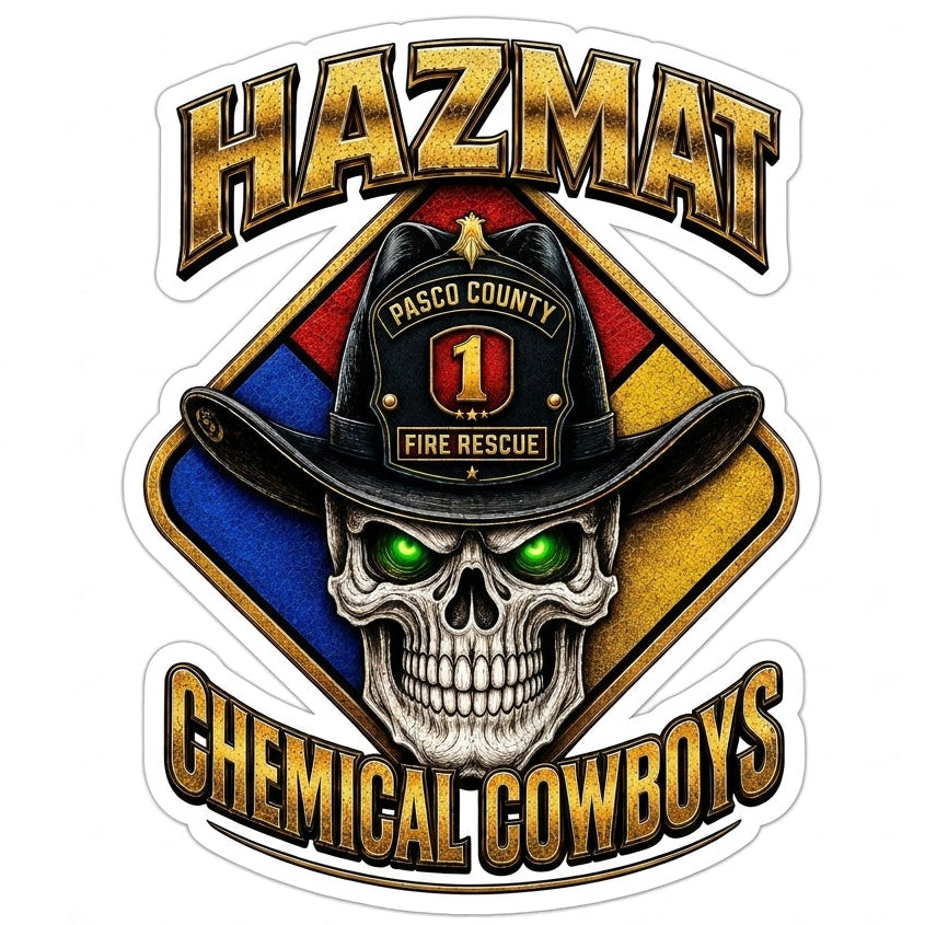 Hazmat Chemical Cowboys Window/Helmet Decal or MAGNET (sqd.1)