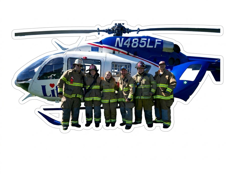 N485LF Helicopter Window or Helmet Decal (rctd.1)