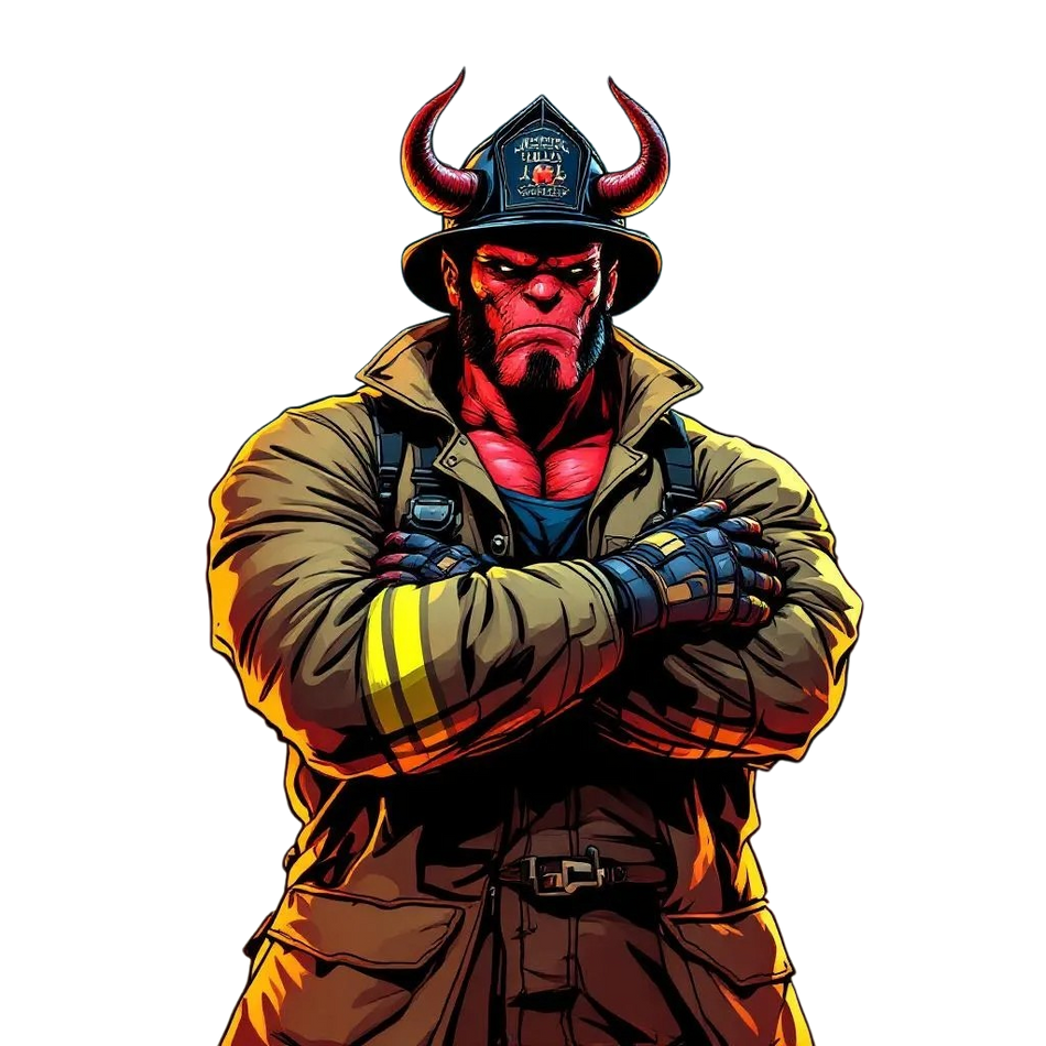 Firefighter Hellboy Fire Gear Firefighter AI Generated Decal