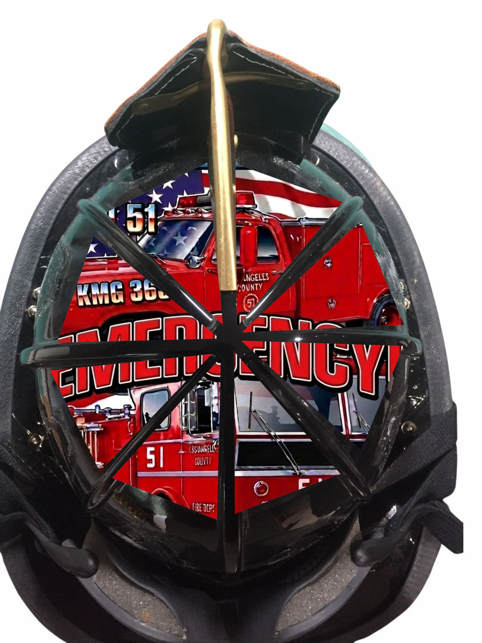 Emergency Squad 51 Firefighter Helmet Flag 8 Section Reflective Helmet Flag Decal