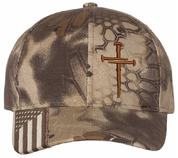 Christian Hat for Men Women Jesus 3 Nail Cross Hat Highlander Brown Cross with Coin