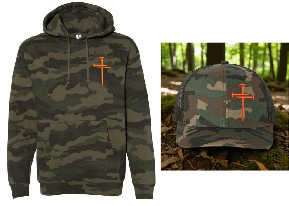 Christian Hoodie and Camo 112 Cross Hat Combo Pack 3 Independent Trading and Richardson 112
