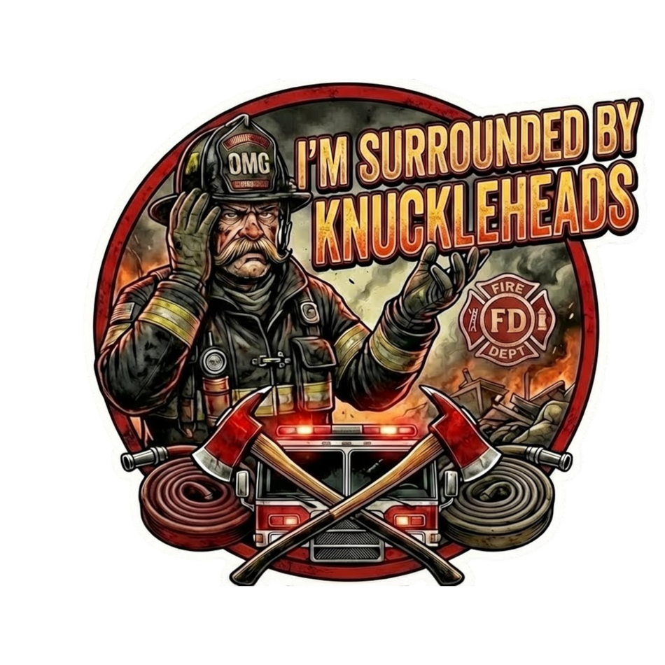 Firefighter Decal SURROUNDED BY KNUCKLEHEADS Non Reflective Fire Department Decal tiktok